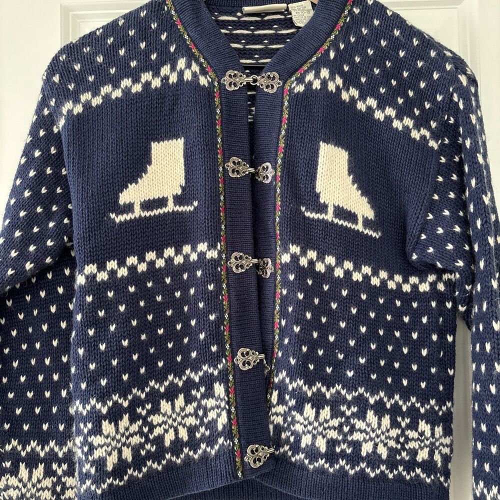 Vintage Heirlooms Polly Flinders Nordic Fair Isle Cardigan Skyr Holiday Retro 10